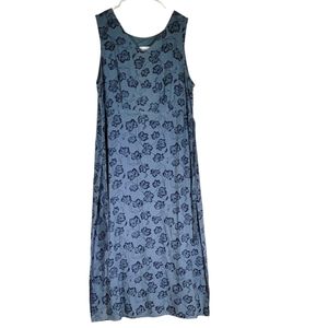 Nina Piccalino- Dress blue with leaf pattern. Size 16